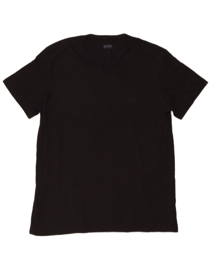 HUGO BOSS Herre T-Shirt Top Stor Sort Bomuld