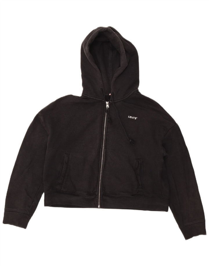 Levi's Dame Oversized Crop Zip Hoodie Sweater UK 10 Small Black