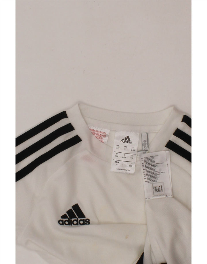 ADIDAS Boys Climalite T-Shirt Top 4-5 Years White Polyester