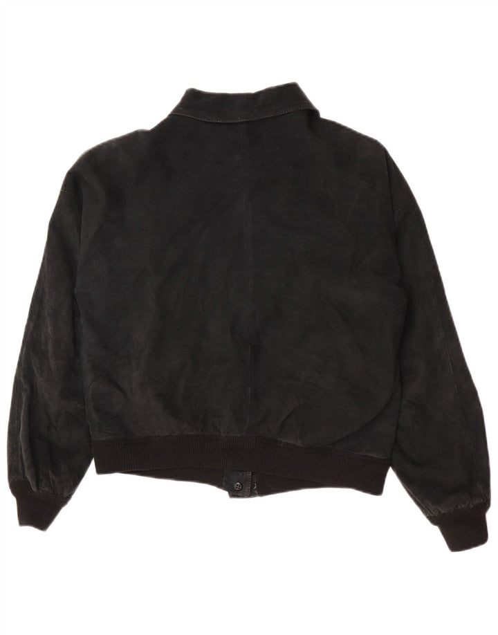 Vintage Dame Crop Ruskindsjakke UK 14 Medium Black