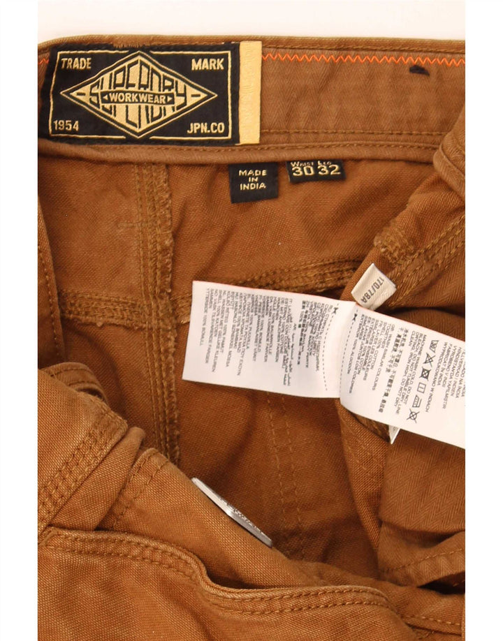 Superdry Straight Cargo-bukser til mænd W30 L32 brun bomuld