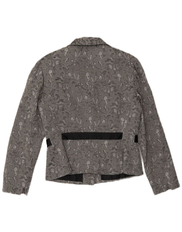 Perceptions Dame 2 Button Blazer Jacket UK 8 Small Grey Floral Rayon