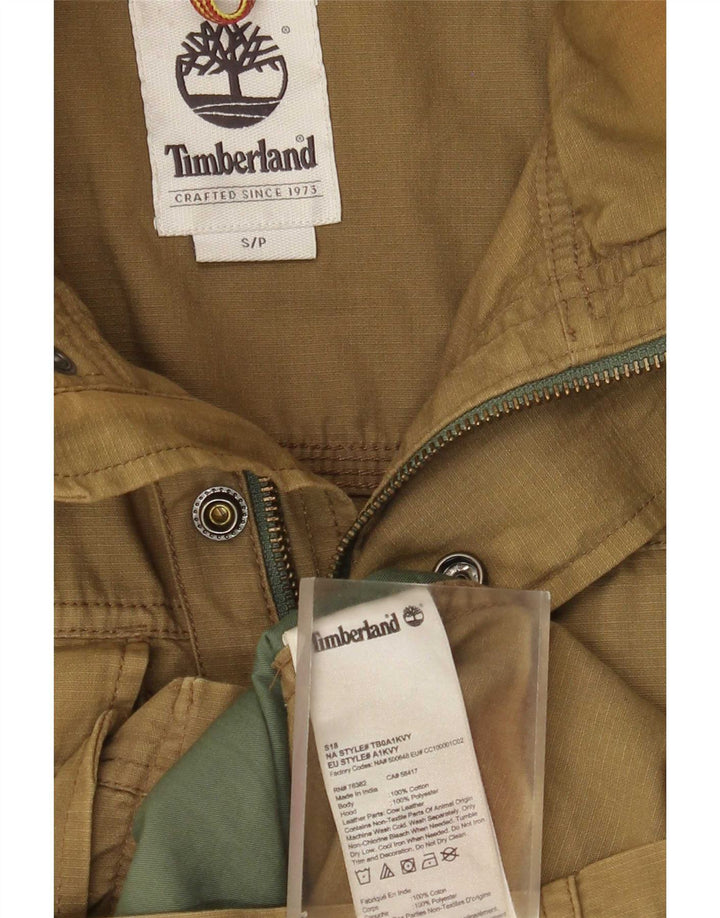 Timberland Herre Hooded Utility Jacket UK 36 Small Khaki Cotton