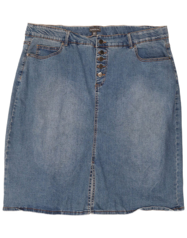 Marks & Spencer Dame Autograph Denim Nederdel UK 22 3XL W44 Blå