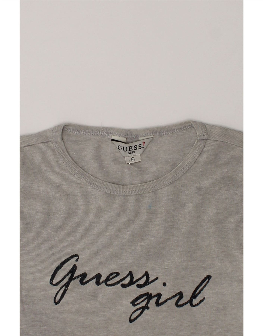 GUESS Girls Graphic Top Long Sleeve 5-6 Years Grey Cotton | Vintage Guess | Thrift | Second-Hand Guess | Used Clothing | Messina Hembry 