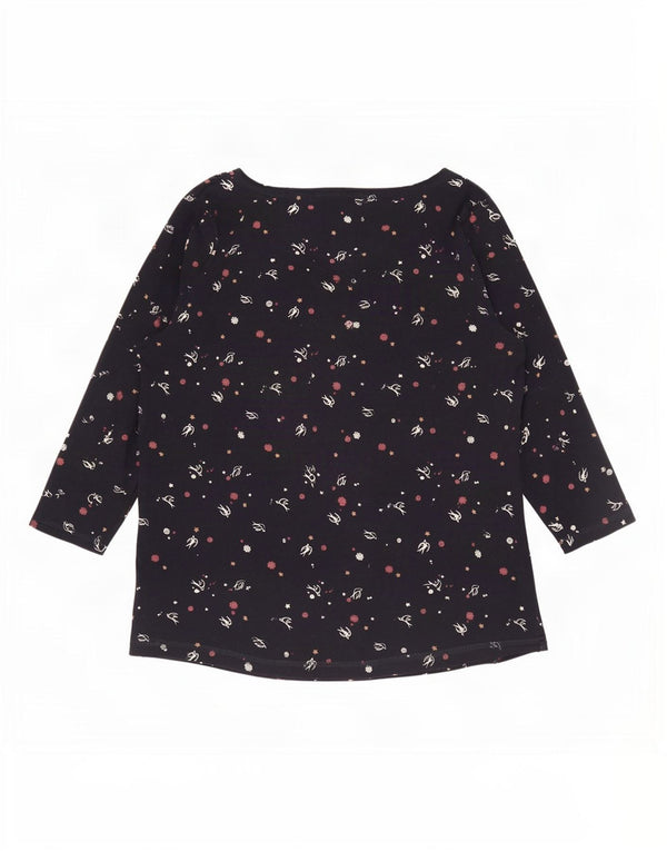 Marks & Spencer kvinders abstrakt mønster top 3/4 ærmer UK 20 2XL marineblå