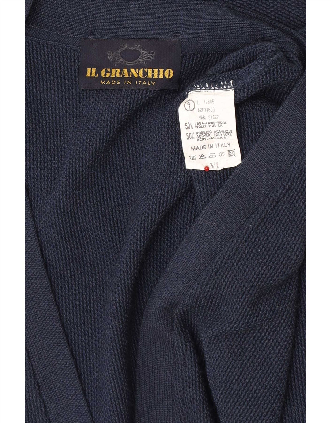 Il Granchio Herre Cardigan Sweater Large Navy Blue Wool