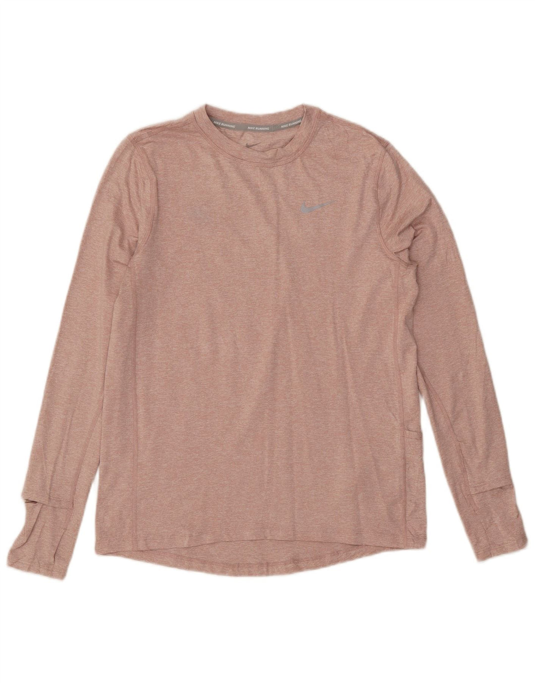 Nike Running Top Langærmet UK 10 Small Pink Flecked Polyester