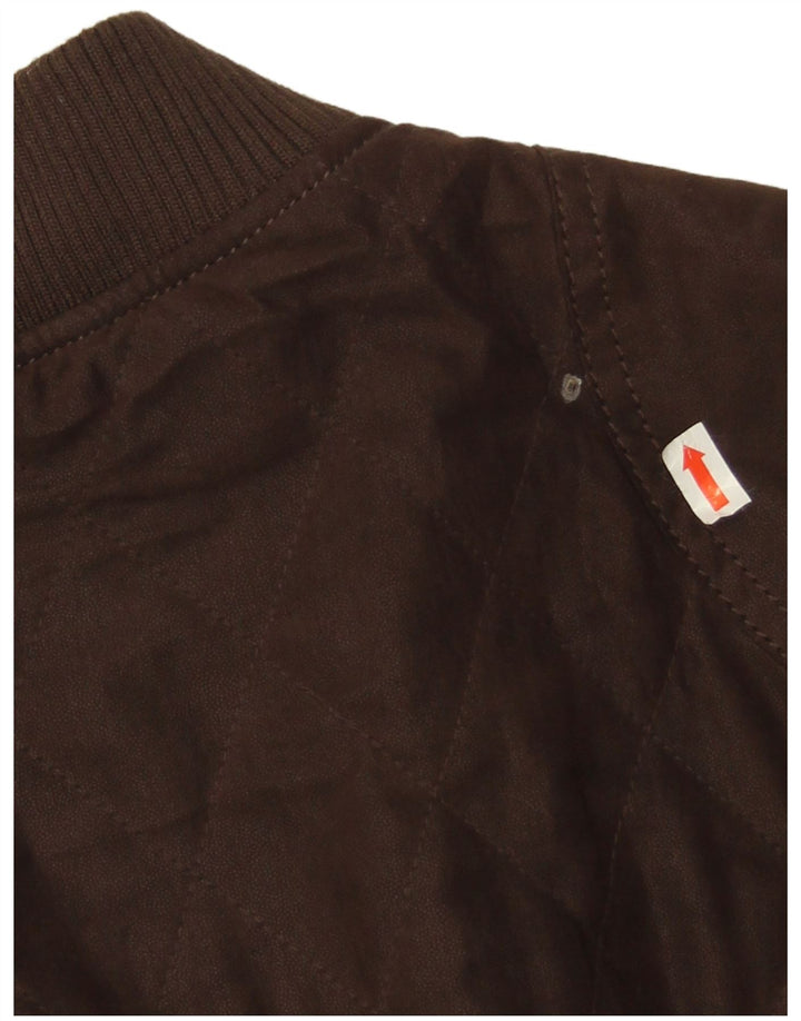 Zara Herre Quiltet Bomber Jacket UK 38 Medium Brun Polyester