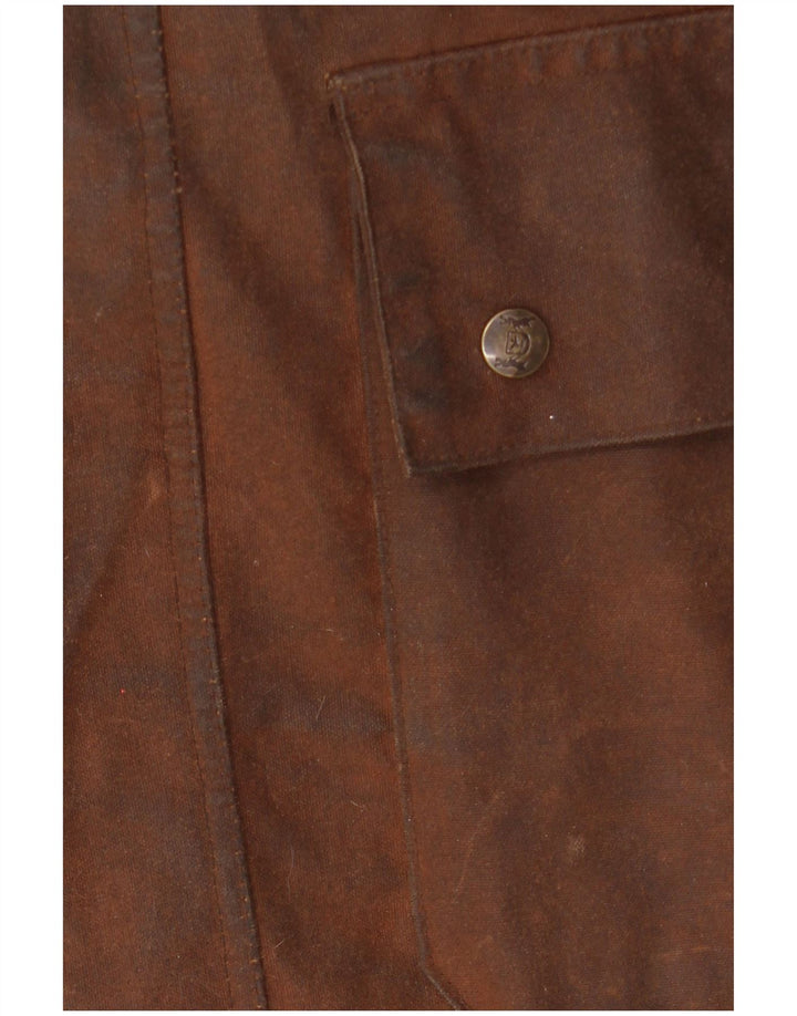 HUNTER Herre Jagt Hætte voksbehandlet bomuld Capelet frakke UK 34 XS Brun bomuld