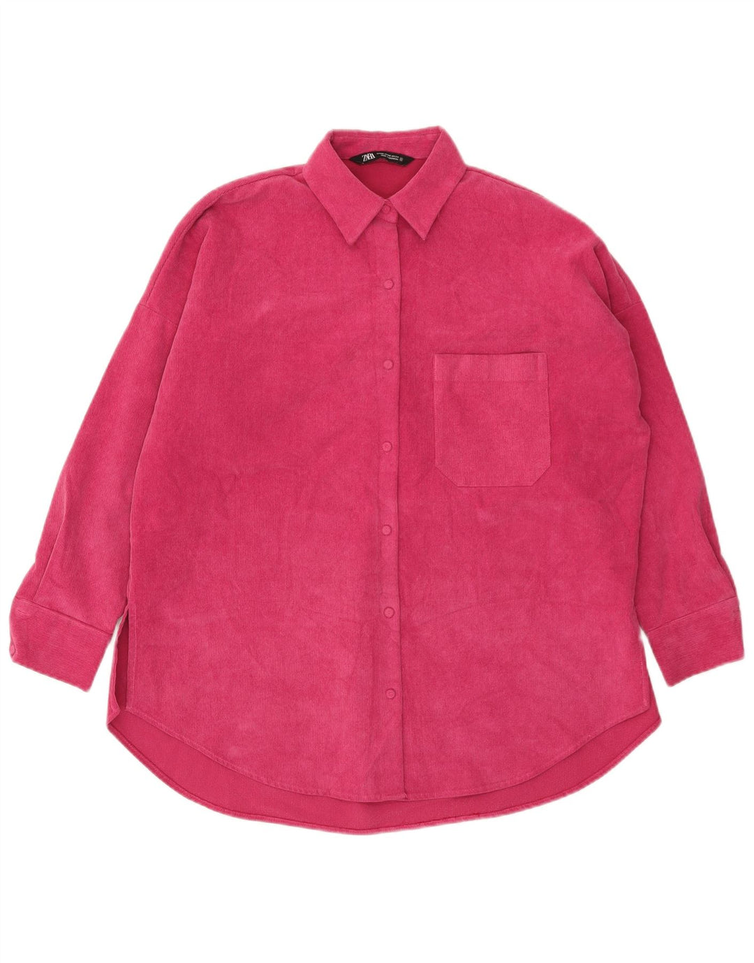 Zara Dame Oversized Flanell Shirt UK 6 XS Pink Polyester