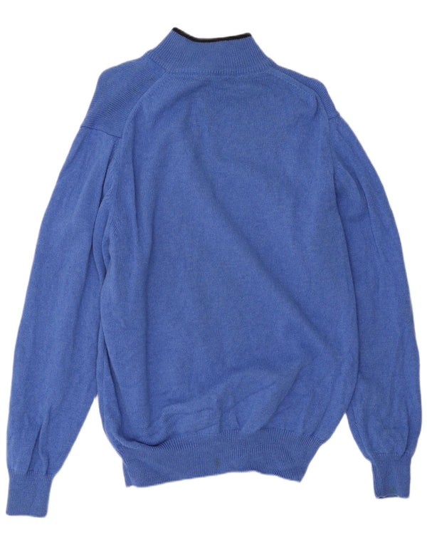 Fred Perry Herre Zip Neck Jumper Sweater Medium Blue Wool