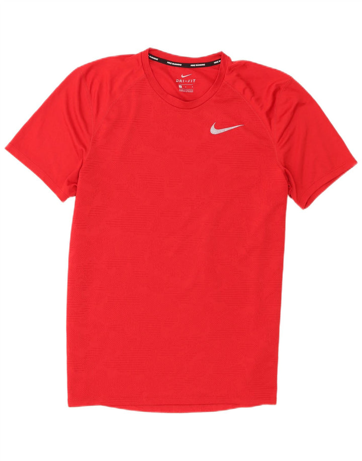 Nike Herre Dri Fit T-Shirt Top Stor Rød Polyester