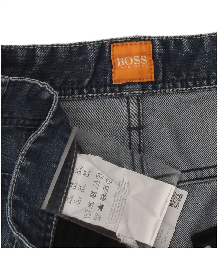 HUGO BOSS Straight jeans til mænd W34 L32 Marineblå bomuld