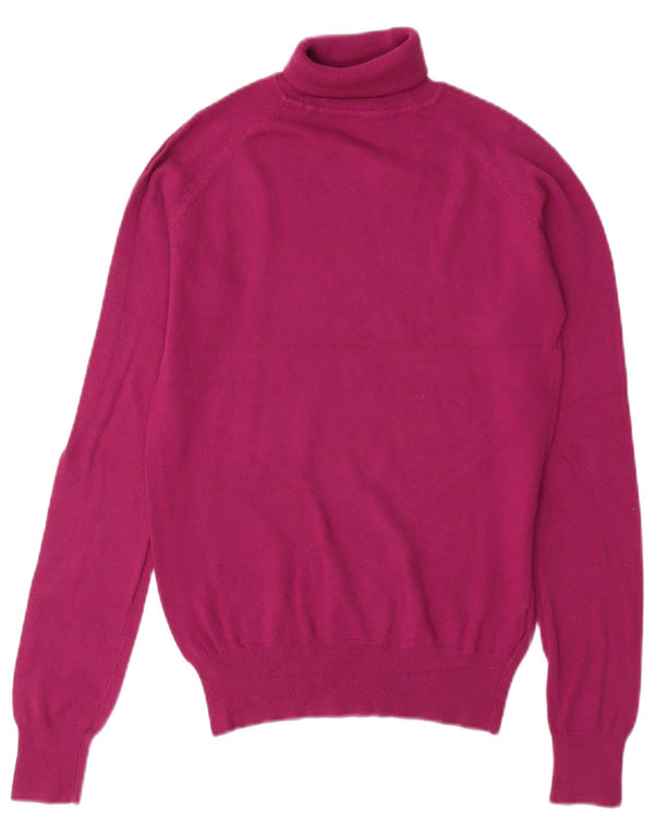 Zara Dame Roll Neck Jumper Sweater UK 14 Large Pink Bomuld