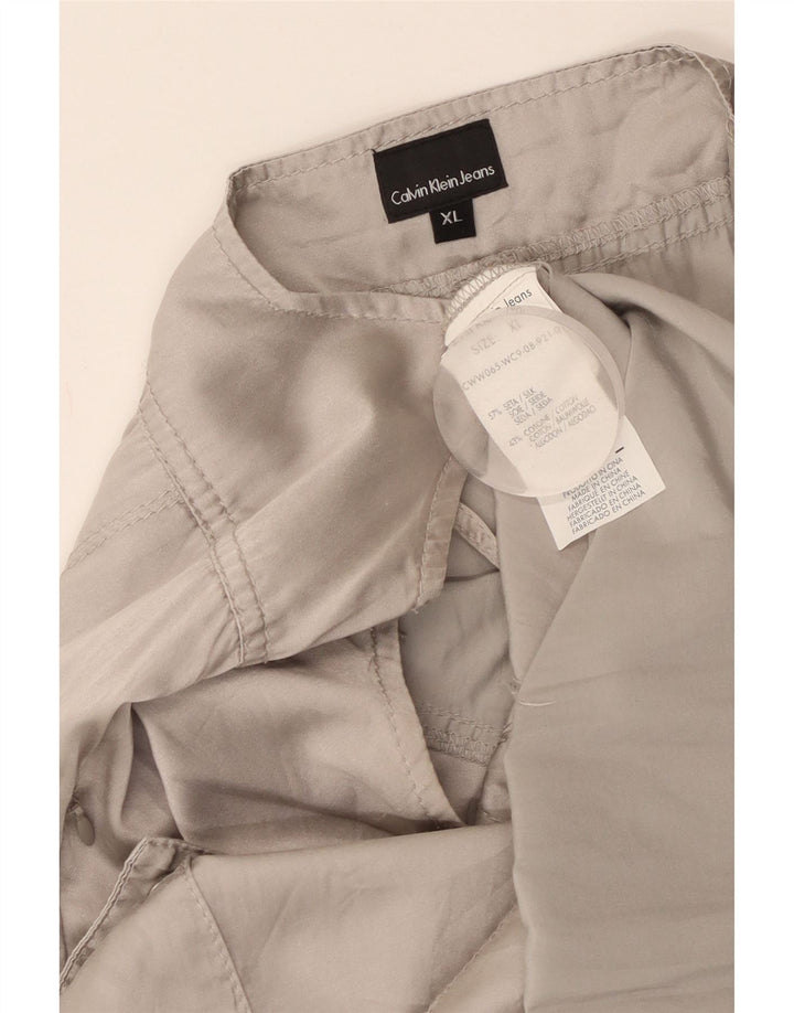 CALVIN KLEIN JEANS Solkjole til kvinder UK 18 XL Grå Silke