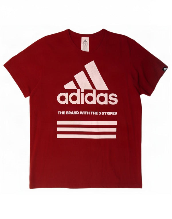 Adidas Grafisk T-Shirt Top til mænd XL Rød Bomuld