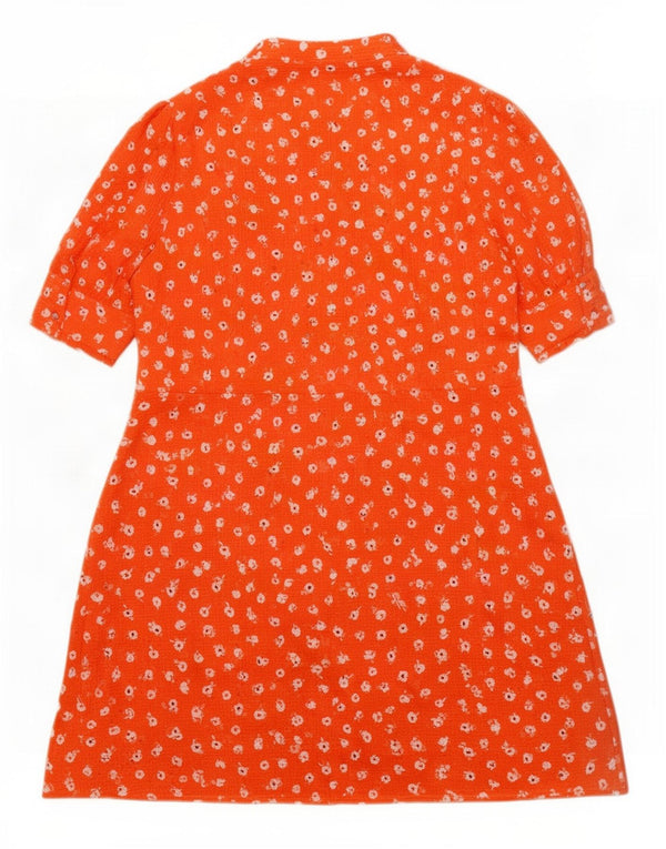 Zara Dame Flæse Front A-Line Kjole UK 18 XL Rød Floral Polyester