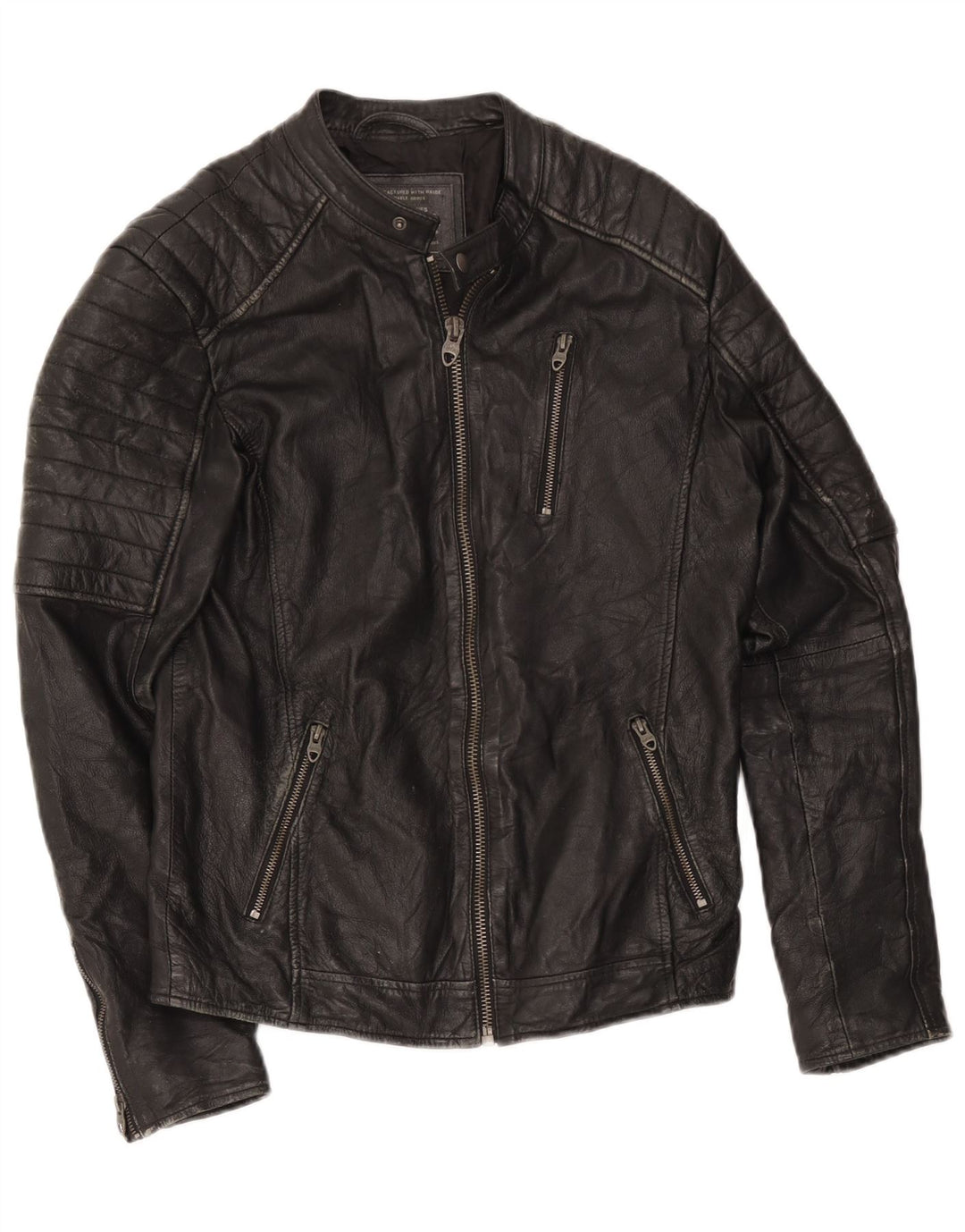 Jack & Jones Herre Læder Racer Jakke UK 36 Lille Sort
