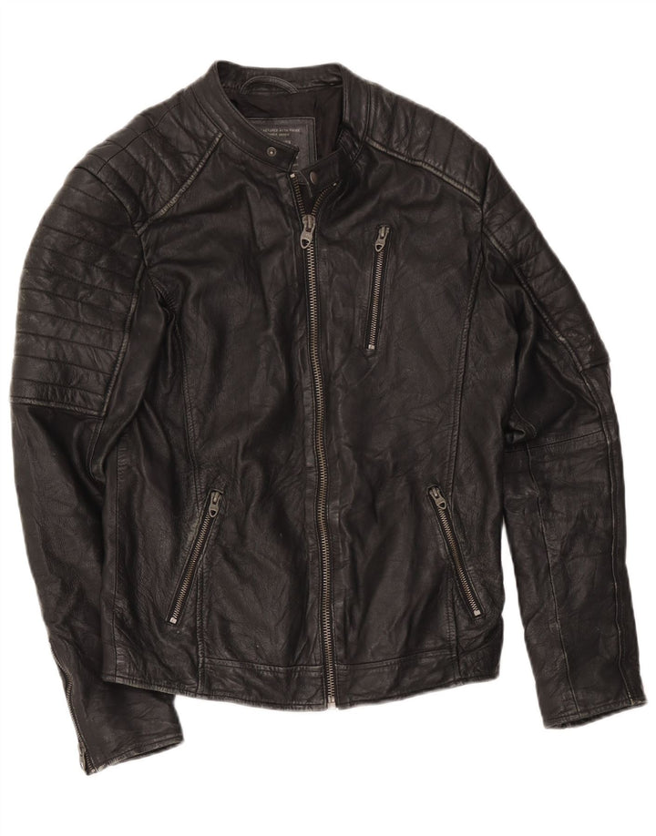 Jack & Jones Herre Læder Racer Jakke UK 36 Lille Sort
