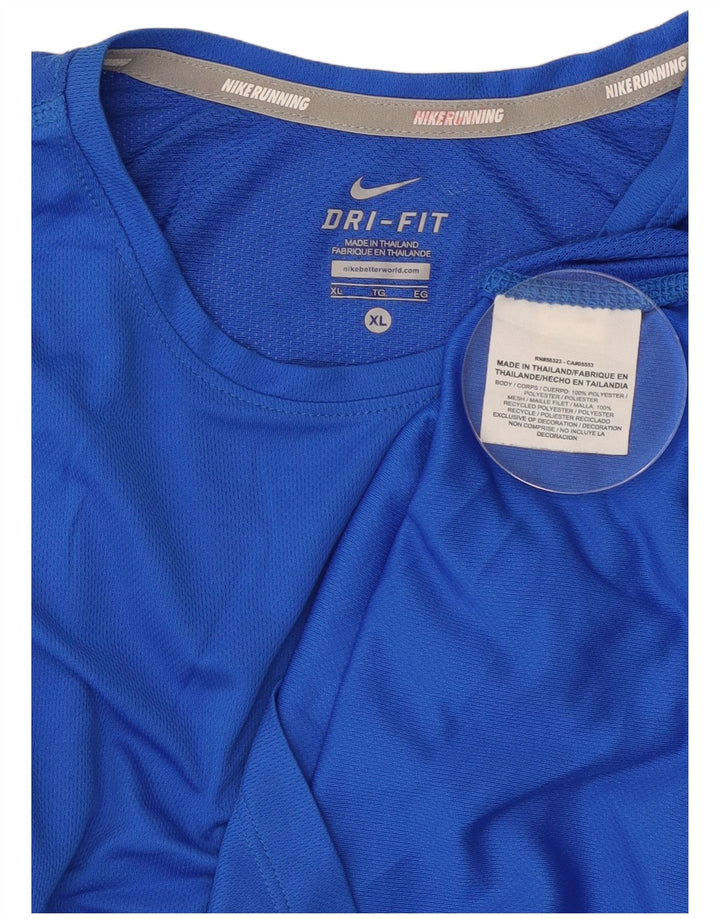 Nike Dame Dri Fit T-Shirt Top UK 18 XL Blå Polyester