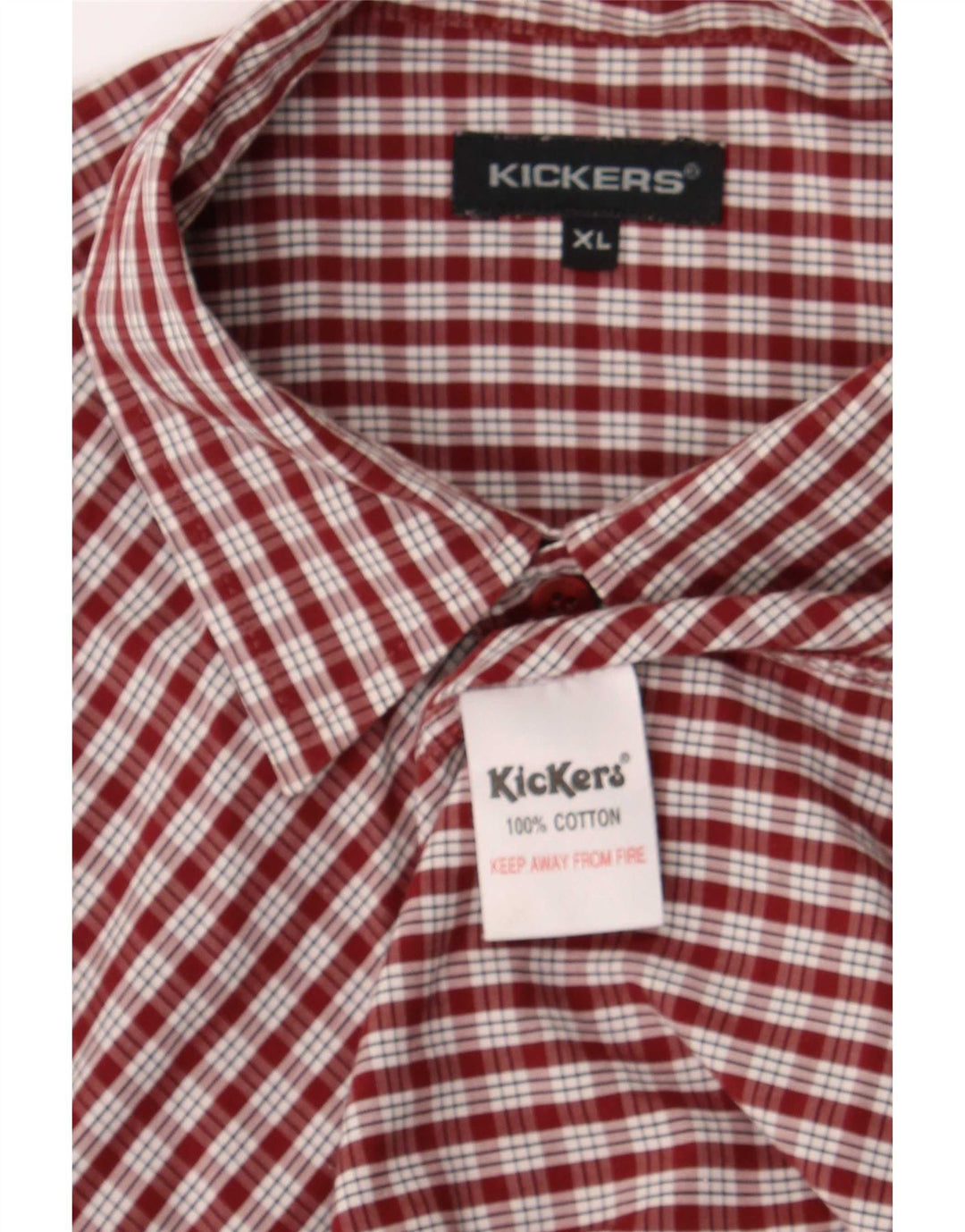 Kickers kortærmet herreskjorte XL Burgundy ternet bomuld