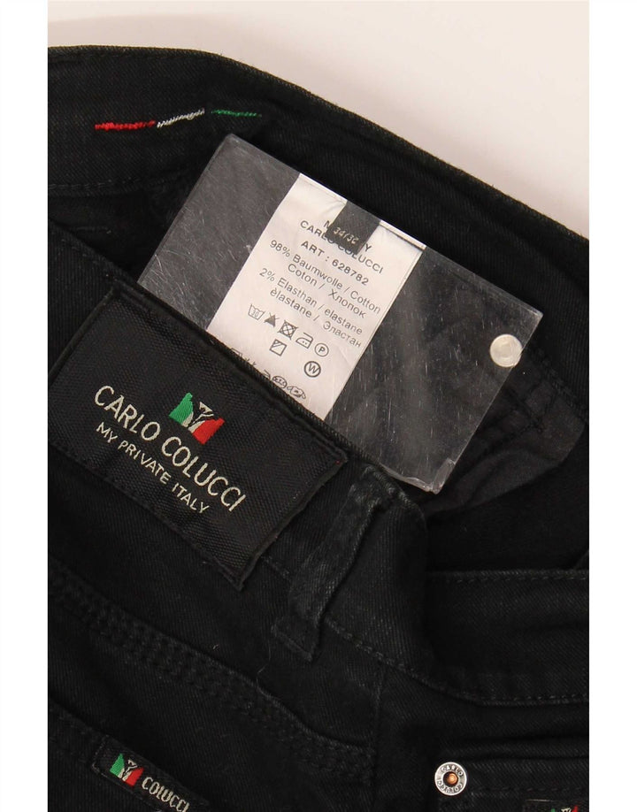 Carlo Colucci Herre Straight Jeans W34 L32 Sort Bomuld