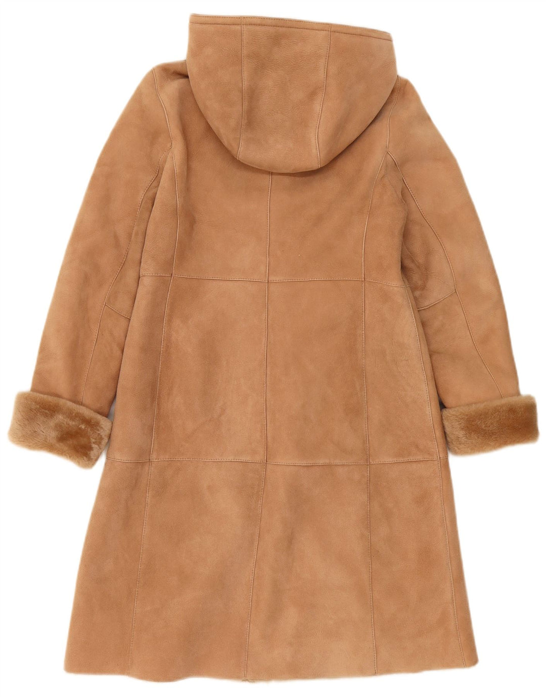 Vintage Dame Hooded Shearling Coat UK 10 Small Beige
