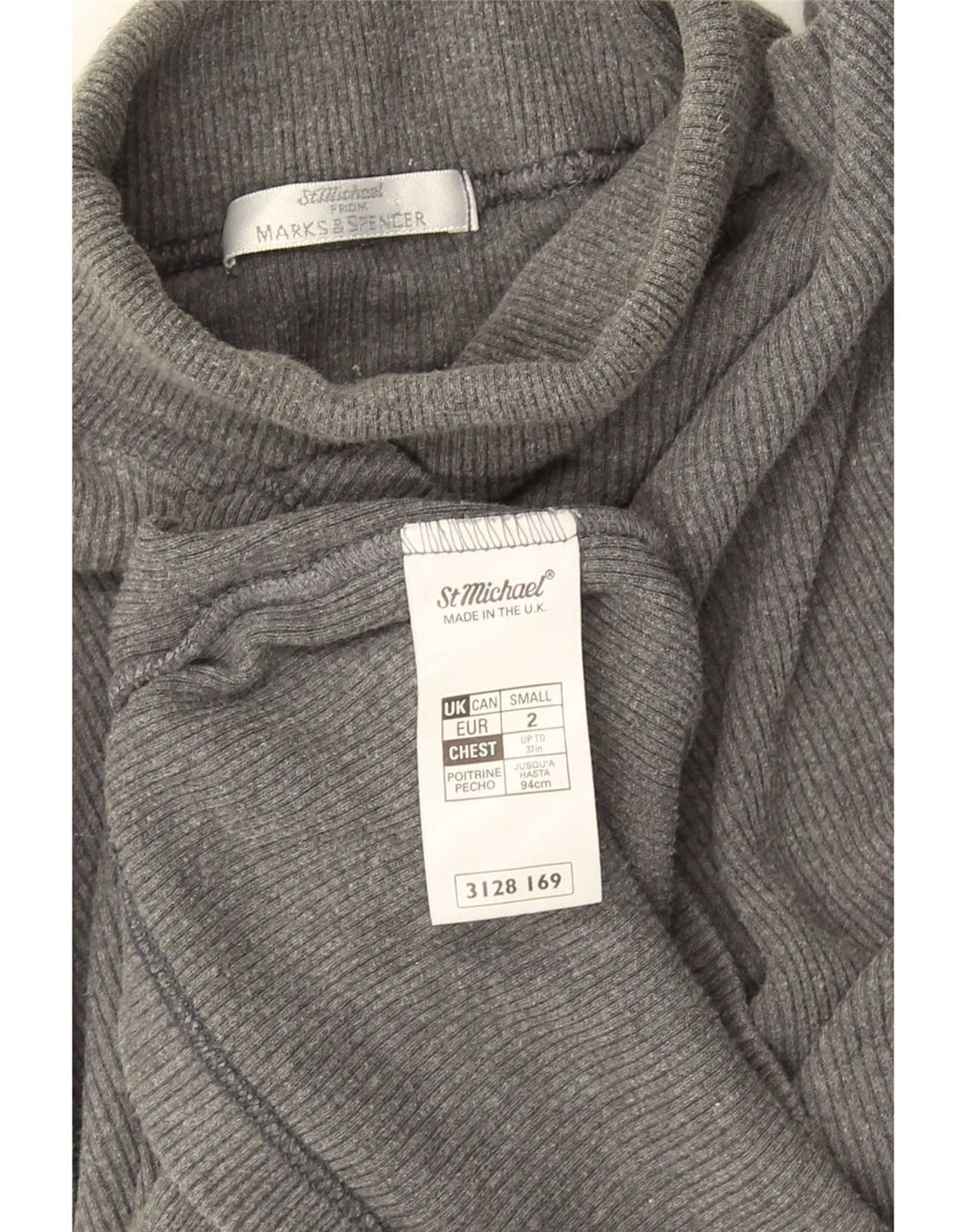Marks & Spencer Herre Roll Neck Top Langærmet lille grå bomuld