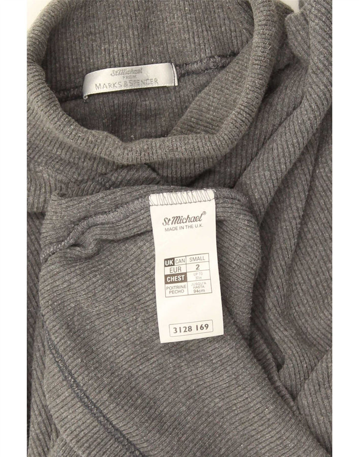 Marks & Spencer Herre Roll Neck Top Langærmet lille grå bomuld