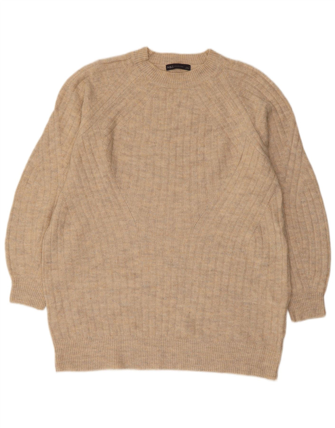 MARKS & SPENCER Dame sweater med rund hals DK 14 Medium Beige