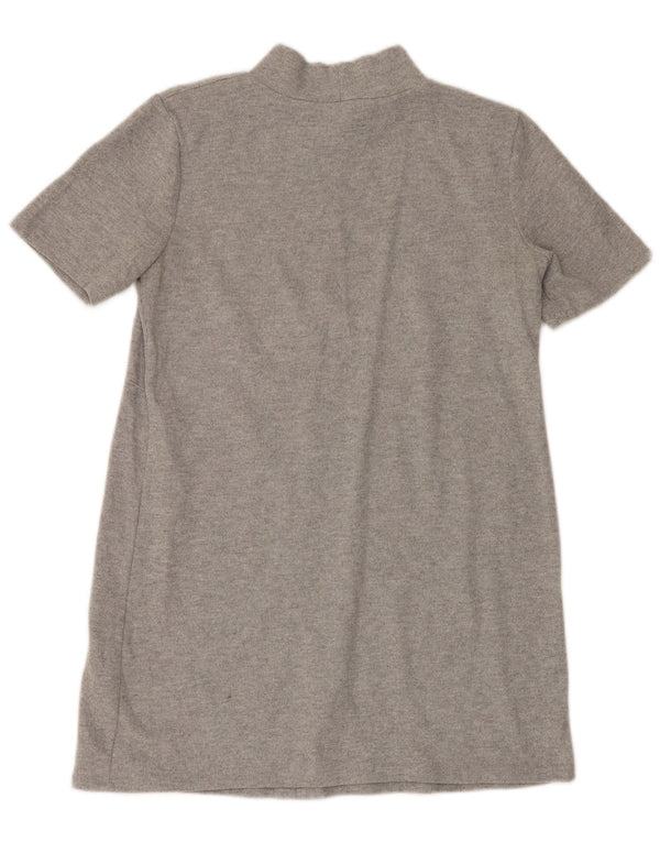 Zara Womens Short Sleeves Jumper Dress UK 16 Large Grey Polyester