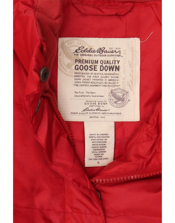 Eddie Bauer Dame Polstret Jakke UK 16 Large Rød Polyester