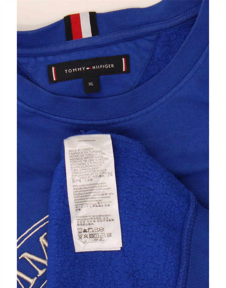 Tommy Hilfiger Herre Grafisk Sweatshirt Jumper XL Blå Bomuld