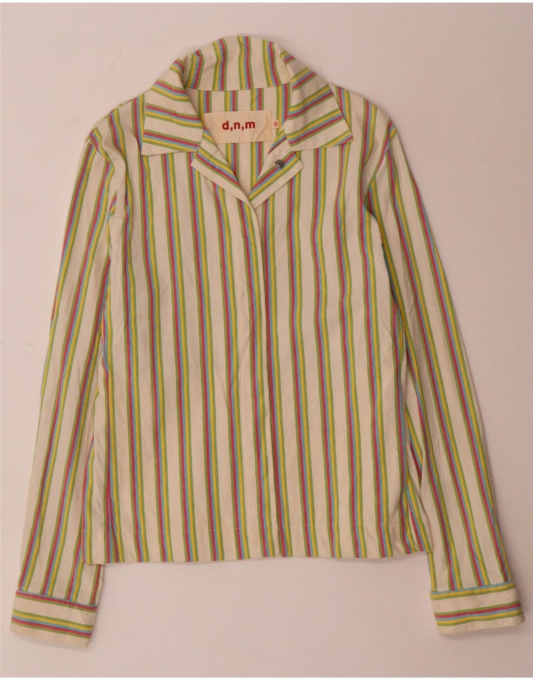 Vintage dameskjorte bluse IT 48 XL flerfarvet stribet bomuld