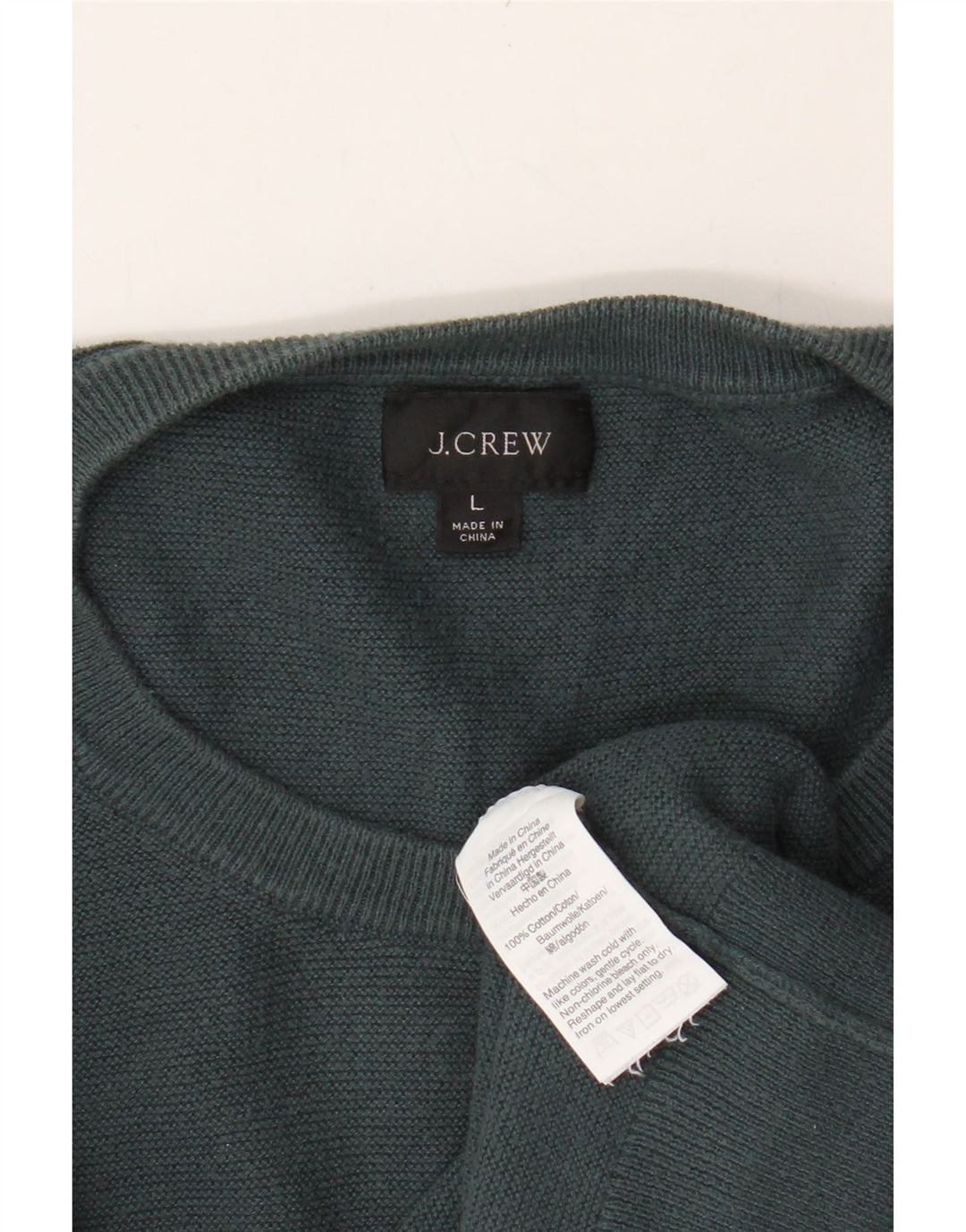 J. CREW Mens Crew Neck Jumper Sweater Large Green Cotton Vintage J. Crew and Second-Hand J. Crew from Messina Hembry 