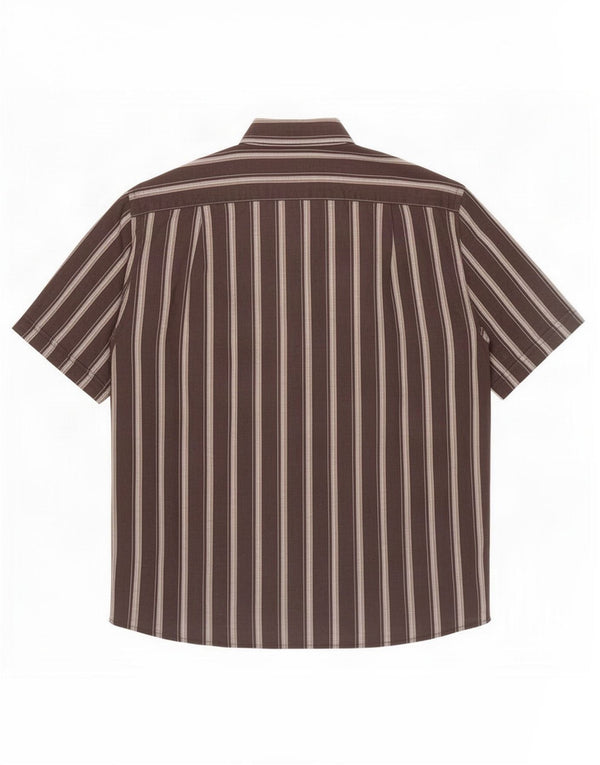 Roccobarocco Kortærmet Herreskjorte Størrelse 40 15 1/2 Medium Sort Stribet