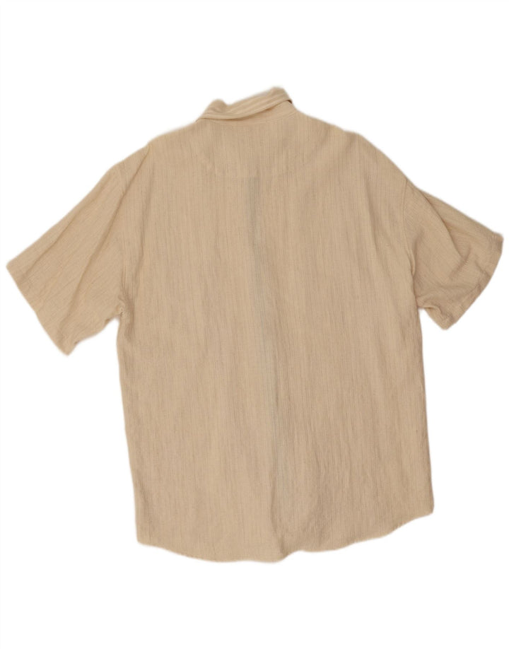 Vintage kortærmet herreskjorte XL beige stribet