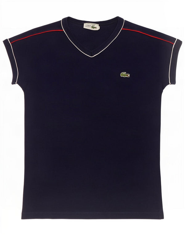 Lacoste Dame Chemises T-Shirt Top UK 10 Small Navy Blue Bomuld