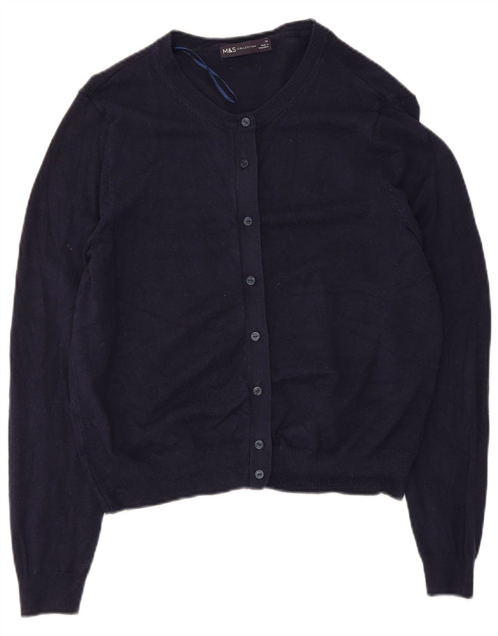 Marks & Spencer Dame Cardigan Sweater UK 14 Medium Navy Blue Viscose