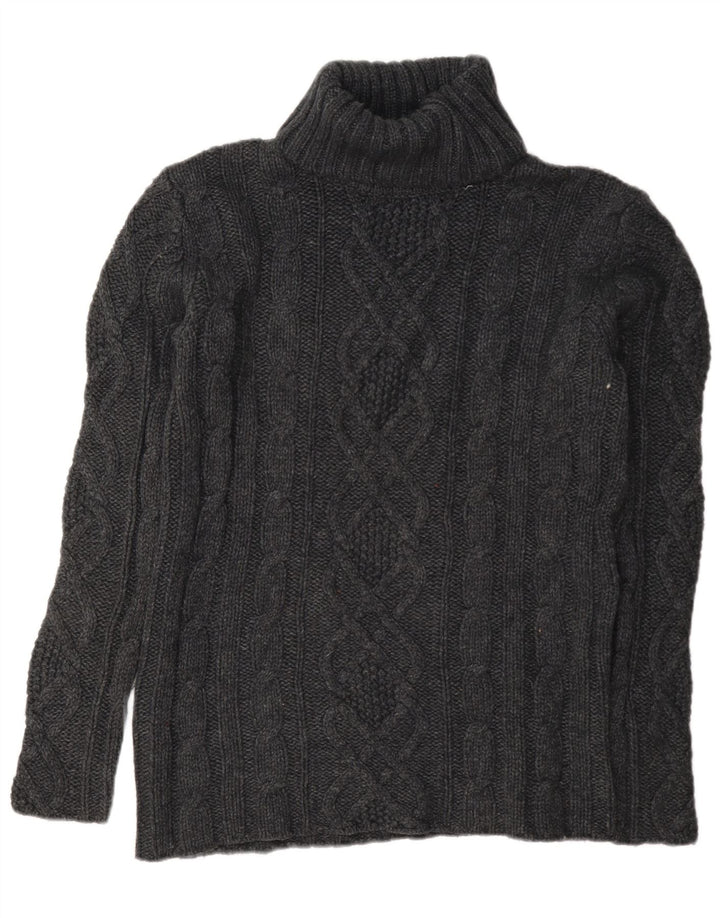 Eddie Bauer Dame Rullehals Sweater UK 16 Stor Grå Uld