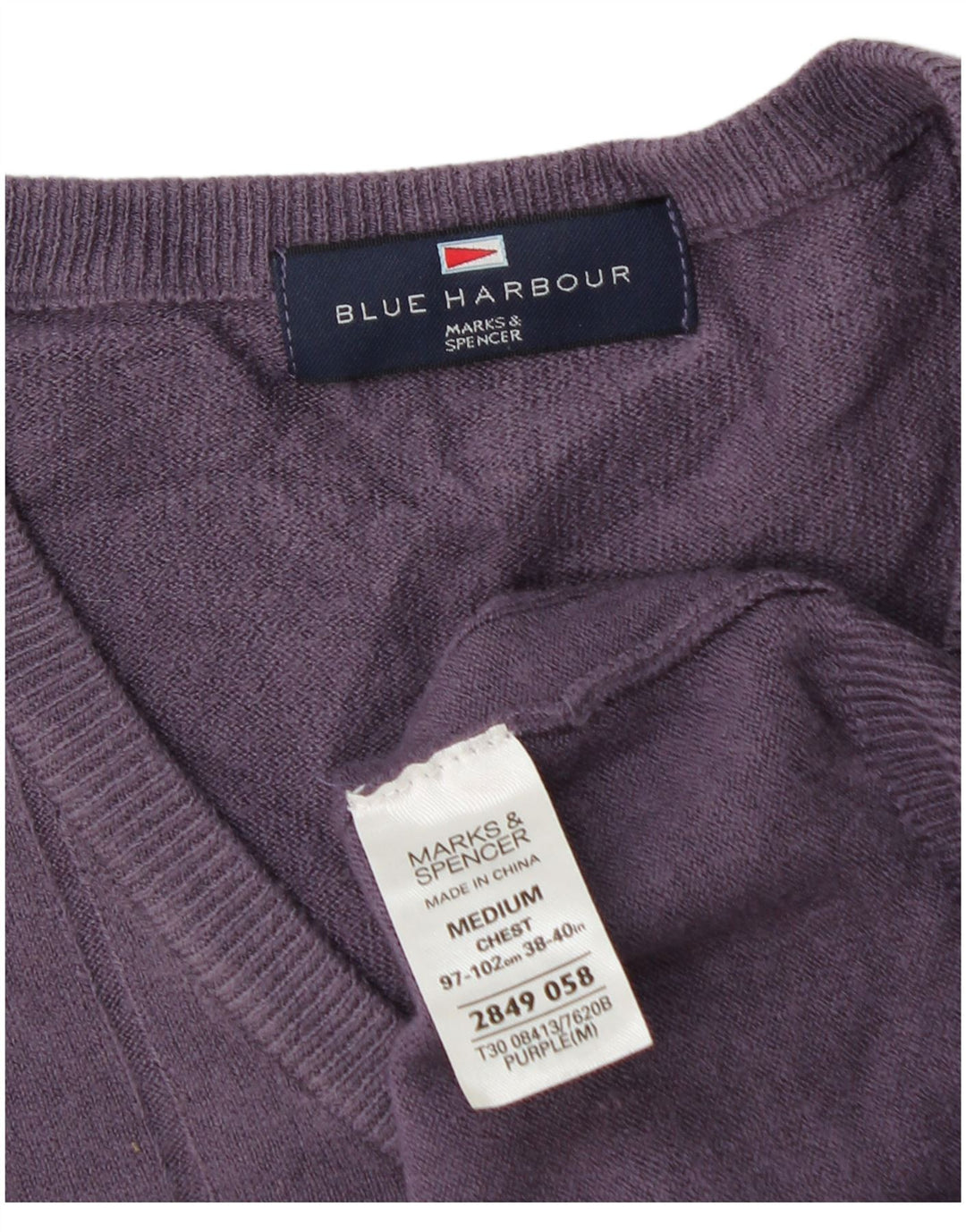 Marks & Spencer Herre Blue Harbor V-hals sweater Medium Lilla