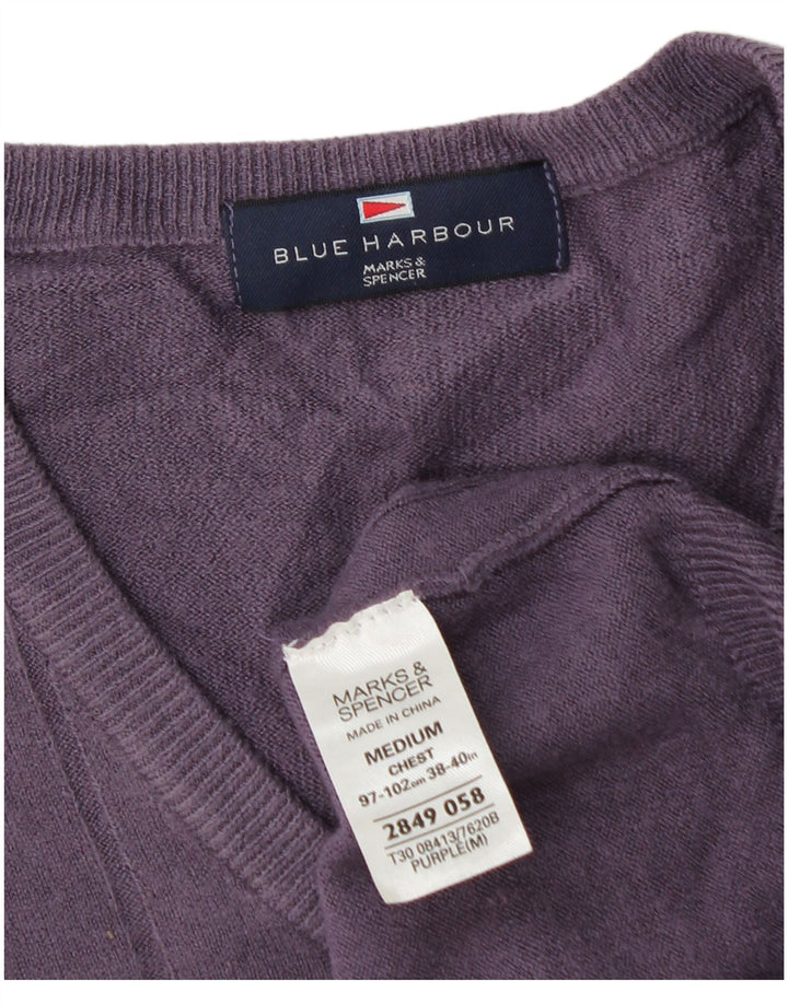 Marks & Spencer Herre Blue Harbor V-hals sweater Medium Lilla