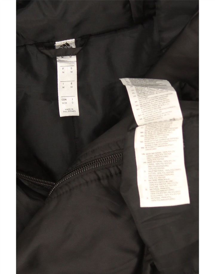 Adidas Herre Hætte Polstret Frakke UK 38 Medium Sort Nylon