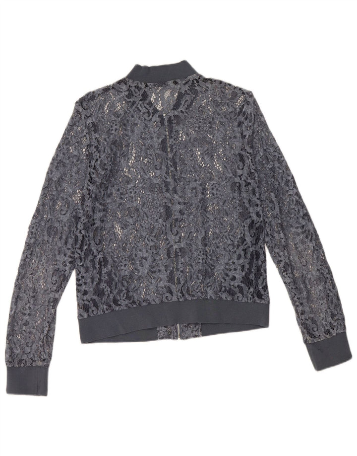 Zara Womens Crop Se Through Cardigan Top UK 12 Medium Blue Floral