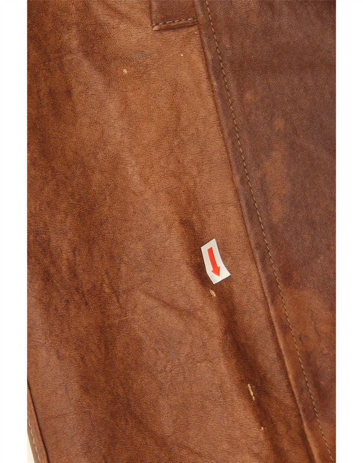 Vintage dobbeltradet læderfrakke til kvinder IT 42 medium brunt læder