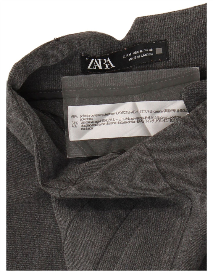 Zara Kvinders Højtaljede Crop Suit Bukser Medium W28 L25 Grå Polyester