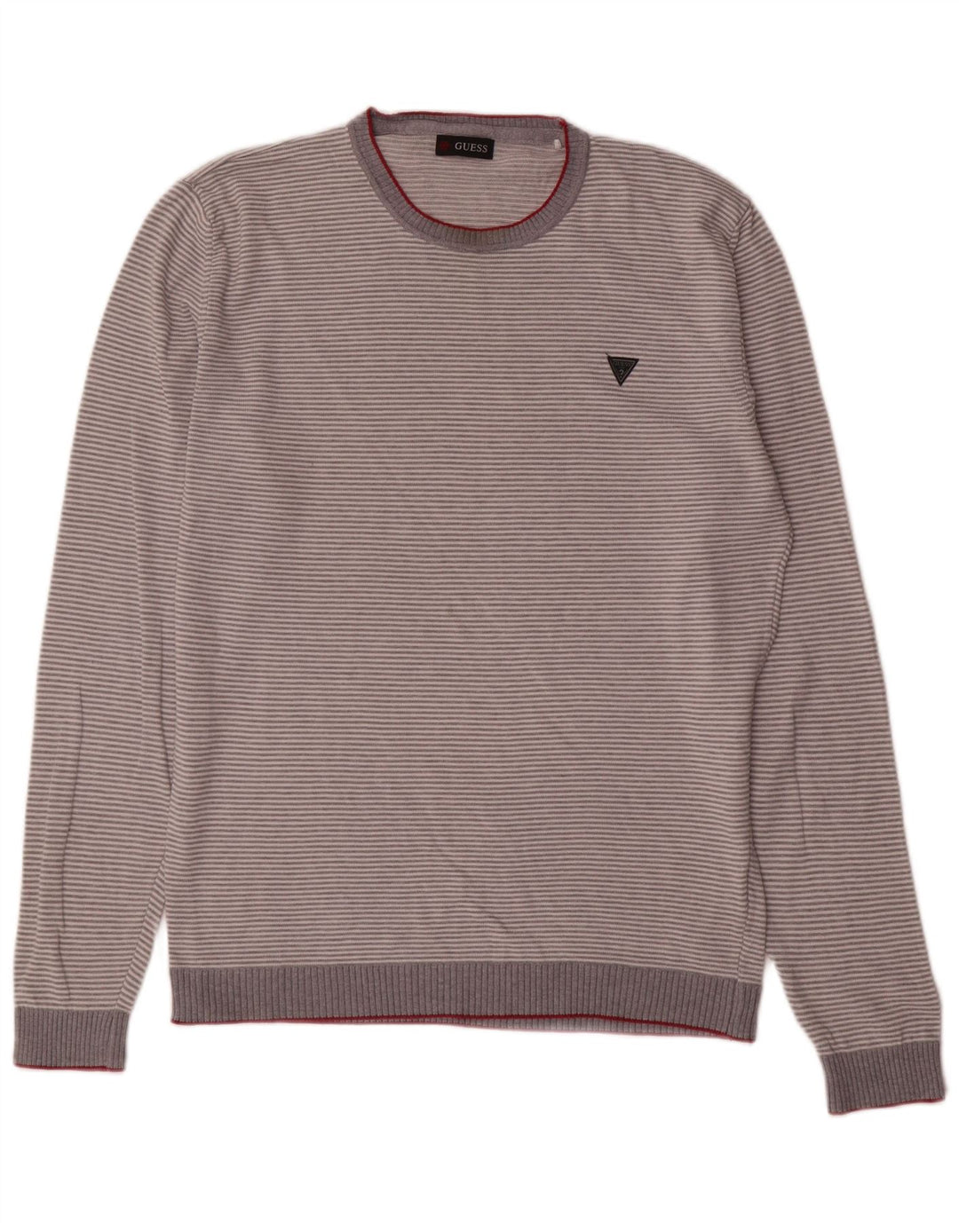Guess Herre rund hals sweater stor grå stribet bomuld