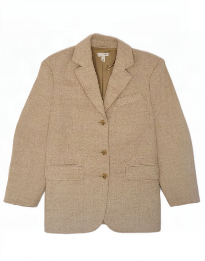 Topshop Dame 3 Button Blazer Jacket UK 12 Medium Beige Polyester