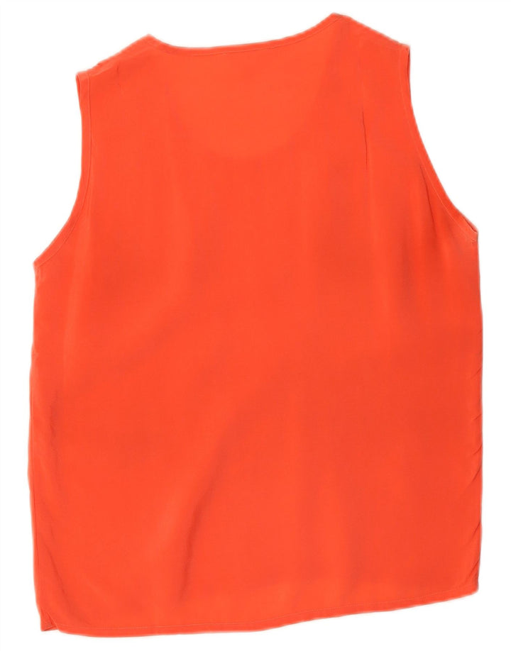 Vintage Dame Bluse Top UK 10 Small Orange Silk